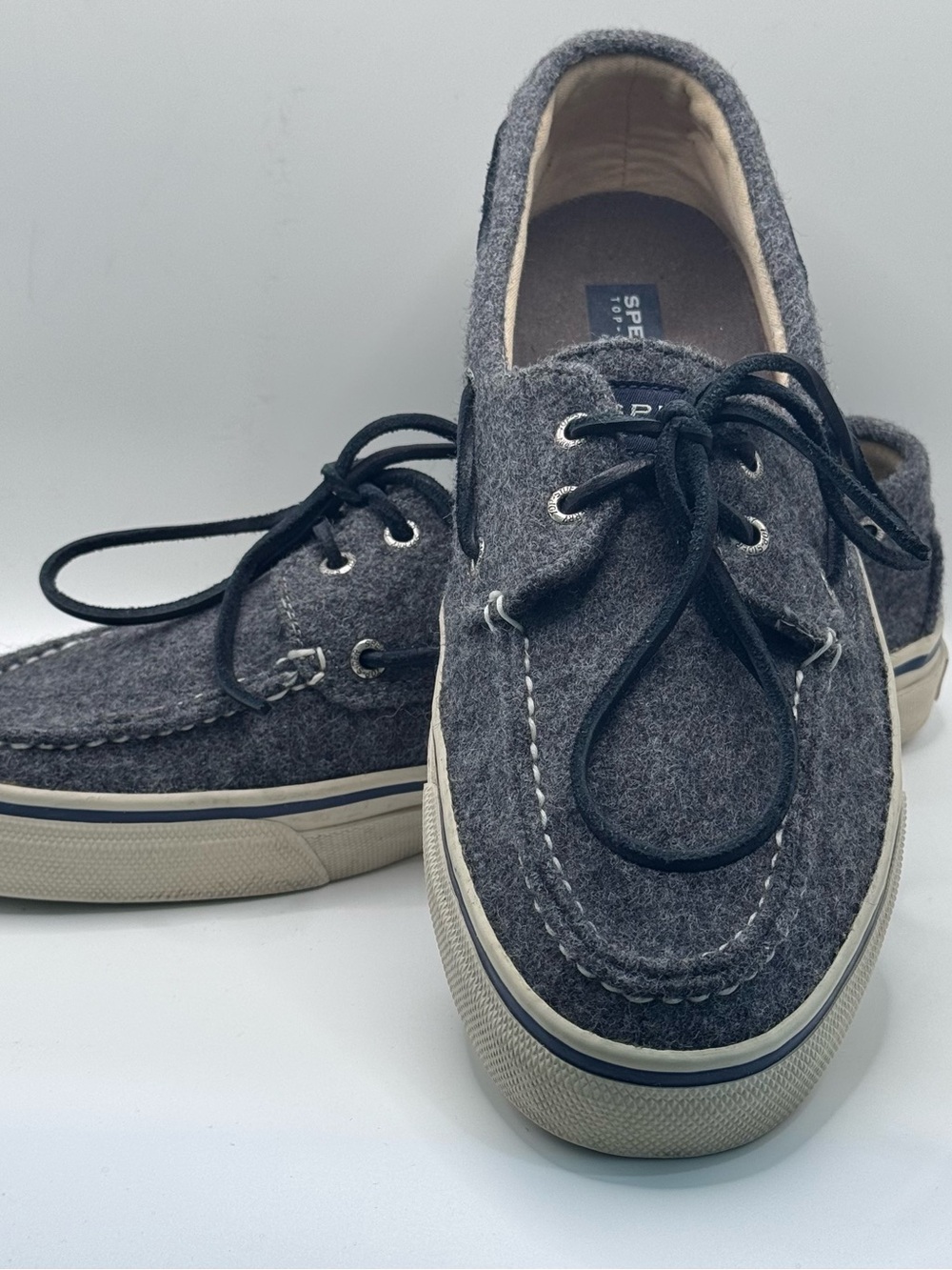 SPERRY TOP-SIDERS, Men’s 100% Wool Upper/Fabric Lined Boat Shoes, Gray, 11.5M